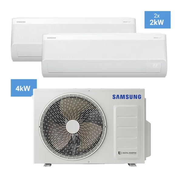 Klimatizácia Samsung multisplit AJ040TXJ2KG/EU 4 kW + 2x WindFree Comfort S2 biela 2 kW AR60F07C1AWN/EU