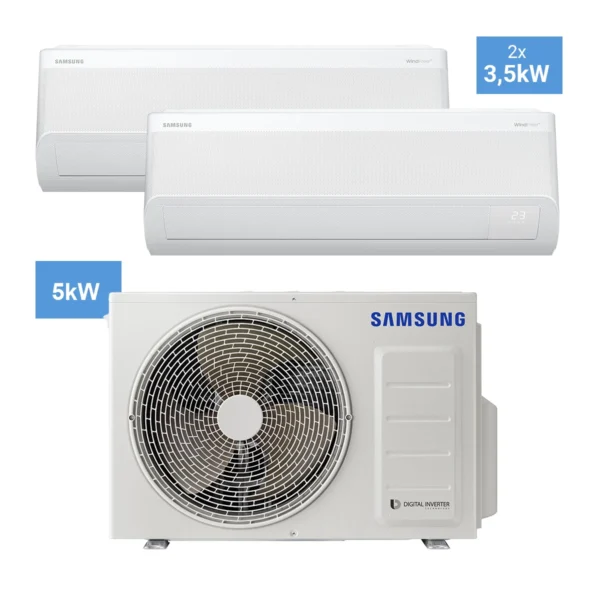 Klimatizácia Samsung multisplit AJ050TXJ2KG/EU 5 kW + 2x WindFree Comfort S2 biela 3,5 kW AR60F12C1AWN/EU